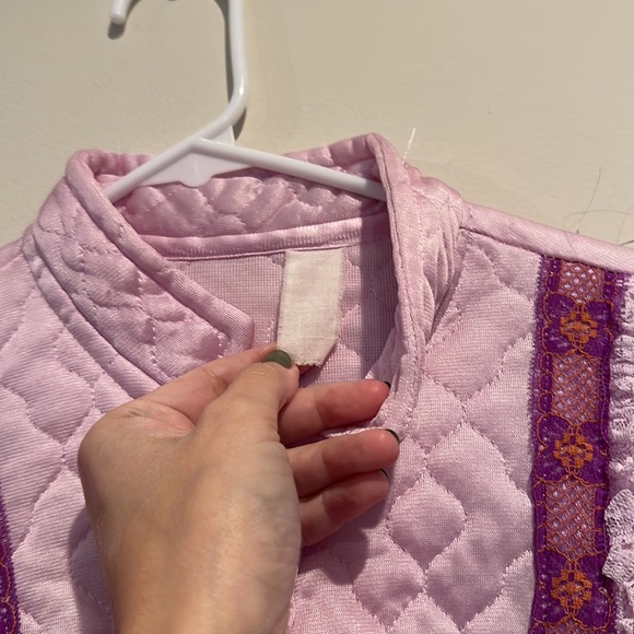 Vintage Quilted Pink & Purple House Coat Button Down Duster - Picture 7 of 14